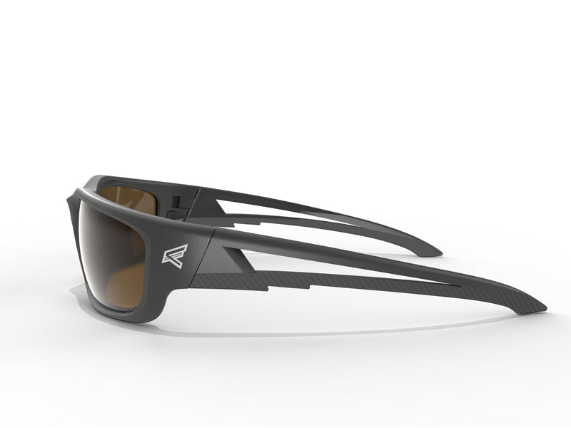 EDGE Kazbek XL Wrap-Around Safety Glasses, Anti-Scratch, Non-Slip, UV 400, Military Grade, ANSI/ISEA & MCEPS Compliant Black Frame Polarized Copper