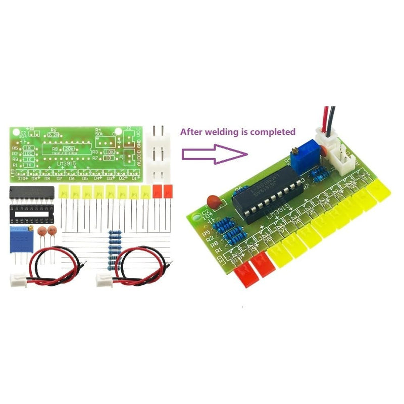 2Pcs 10 Audio Level Indicator LM3915 DIY Kit Electronic Audio Indicator Suite