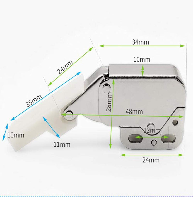 （4 Pack ） Automatic Spring Snap System Push-in Touch Lock Mini Tip Latch Cabinet Door Furniture Safety Lock
