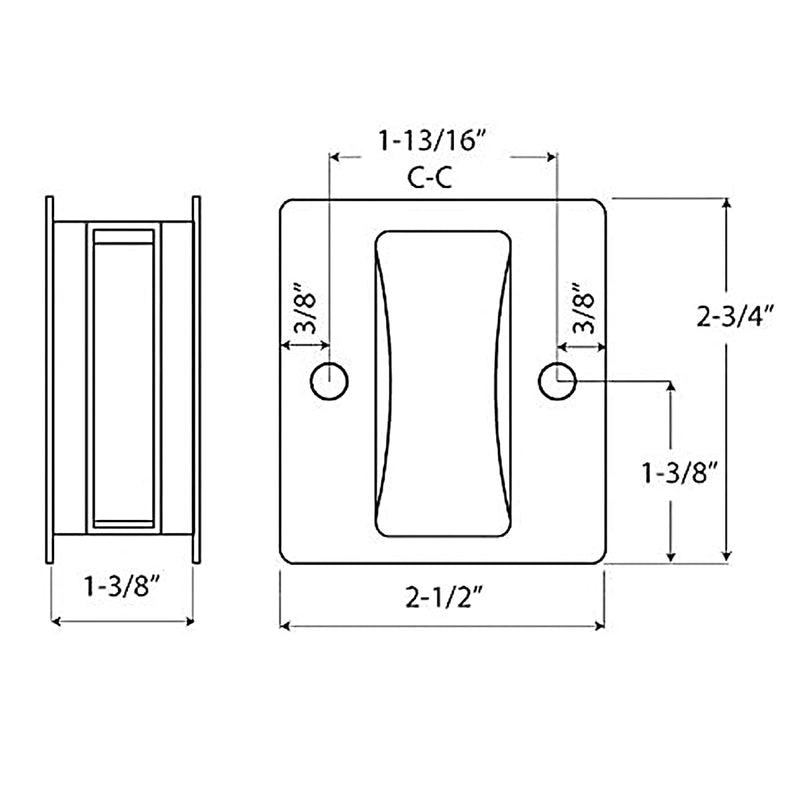 HOMOTEK Passage Sliding Door Pull Black Without Switch Plate- Replace Old Or Damaged Pocket Door Pull Quickly and Easily, 2-3/4”x2-1/2”, for 1-3/8” Thickness Door 1 Pack No Lock-Black
