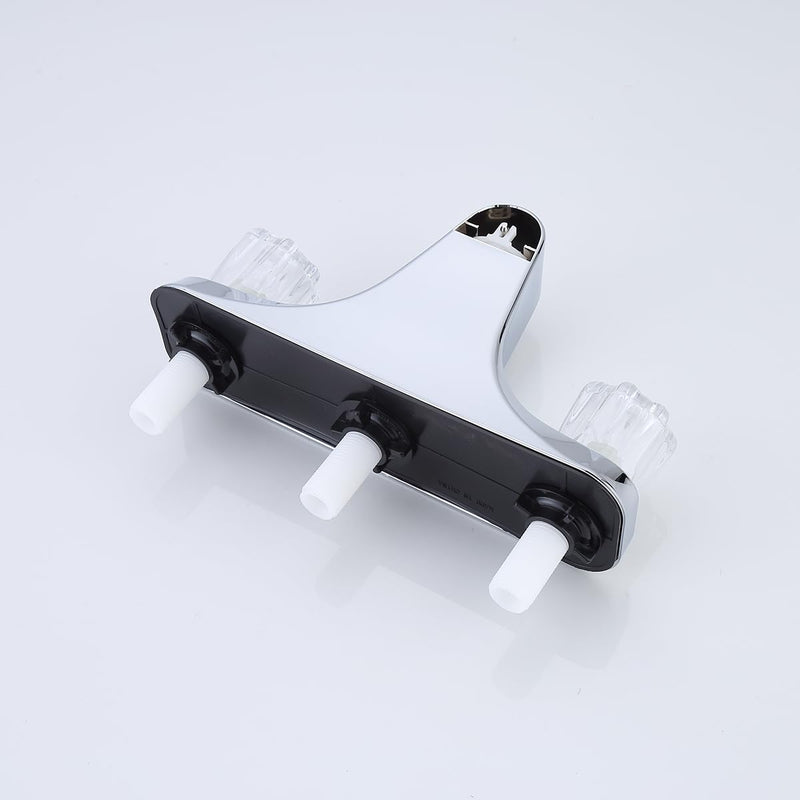 Mobile Home RV Tub Shower Center-Set Faucet, 8 inch, 2-Handle, Chrome with Clear Acrylic Handles Classic