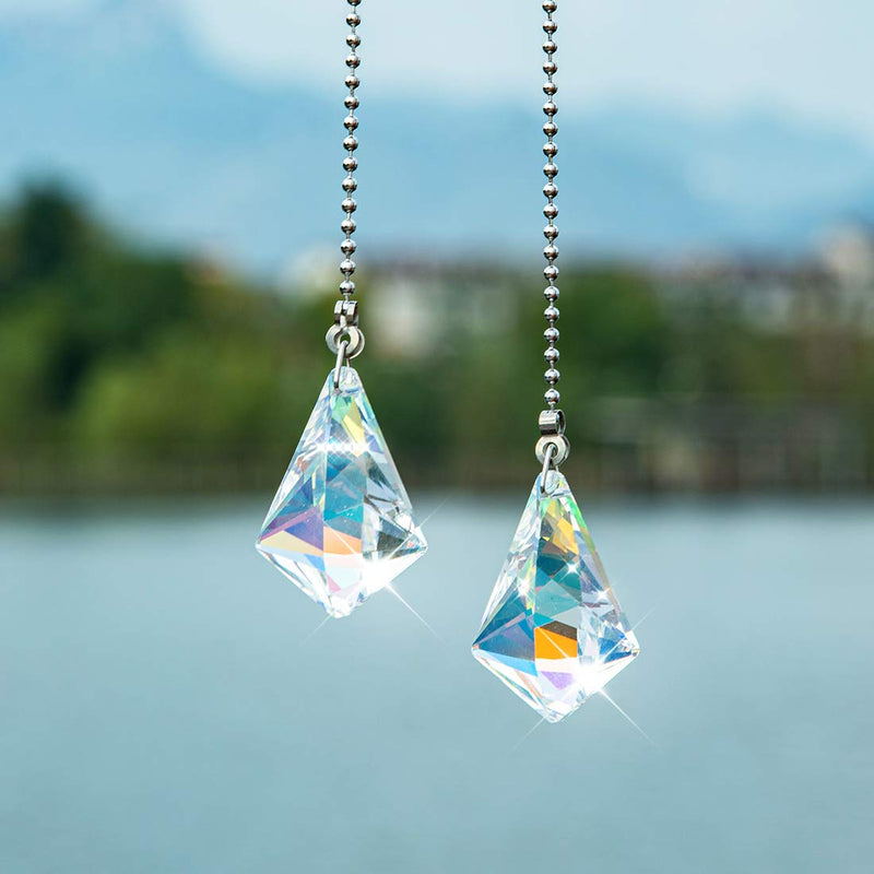 2 PCS Crystal AB Coating Ceiling Fan Pull Chain Extender Prisms Drop Gifts Ab Coating #3
