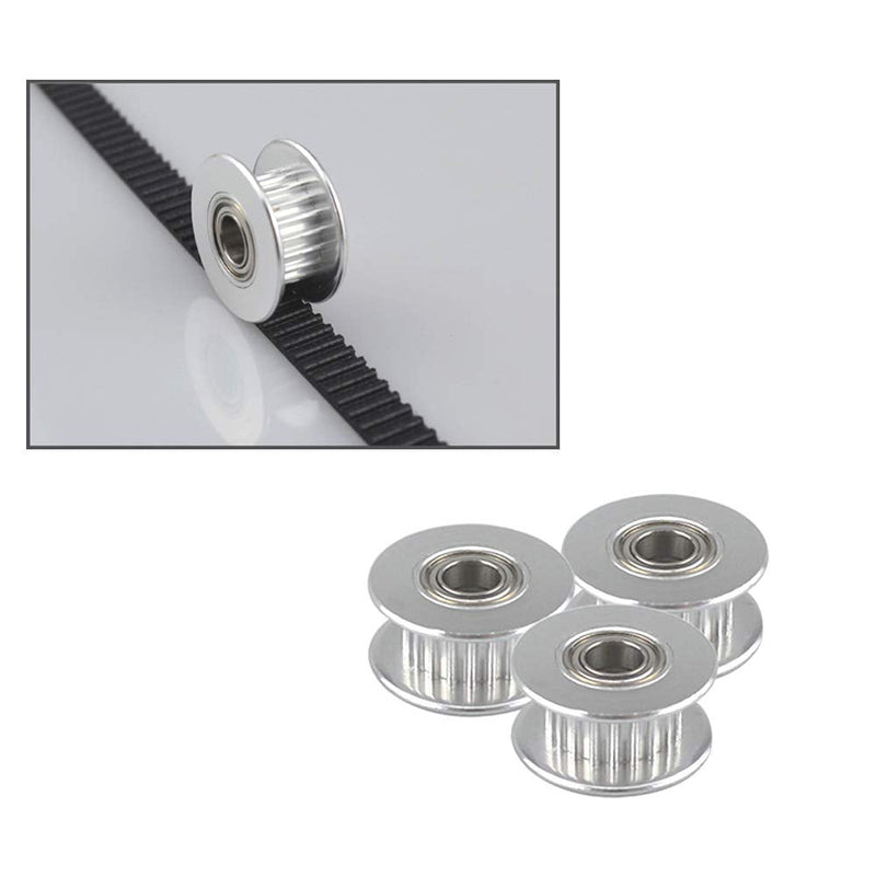 FULARR 10Pcs Premium Aluminum Alloy Timing Belt Idler Pulley, 20 Teeth 5mm Bore GT2 Idler Pulley, with Dual Ball Bearing, for 3D Printer 6mm Width Timing Belt