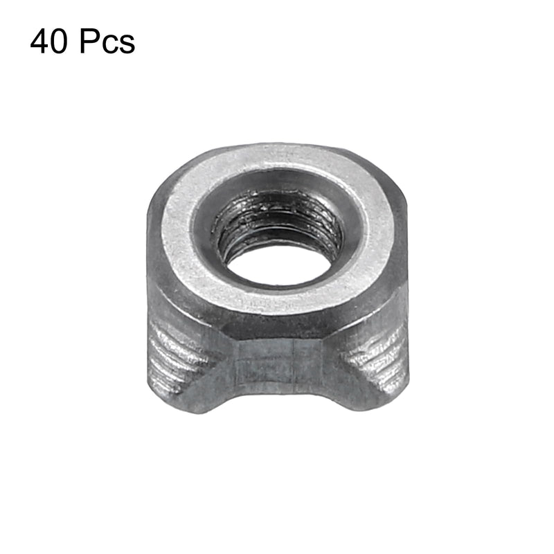 uxcell Weld Nuts, M4 Square UNC Carbon Steel Machine Screw Gray 40Pcs