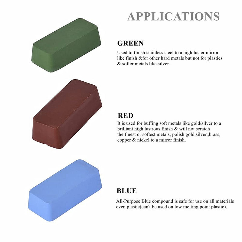 Green Metal Polishing Buffing Compound Bar for Metal Polishing Removing Scratches from Hard Metals, Stainless Steel, Chrome, Iron-1 Pound Green