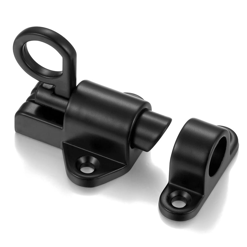 3 Packs Black Self-Closing Latches，Spring Bolt Latch，Spring Door Lock，Aluminum Alloy Safety Automatic Spring Barrel Door Lock with Screws，Used for Gate,Window and Cabinet etc 3
