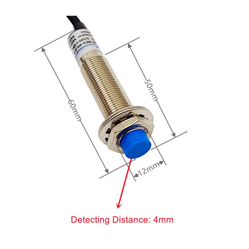 M12 Inductive Proximity Sensor LJ12A3-4-Z/AX Normally Close Detection Approach Switch NPN NC 3 Wire DC 6V-36V with I Type Bracket (2 Pack, NPN NC+I Type)