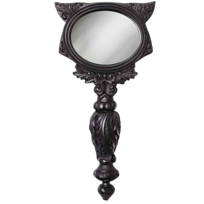 Black Sacred Cat Handheld Small Vanity Make-up Mirror