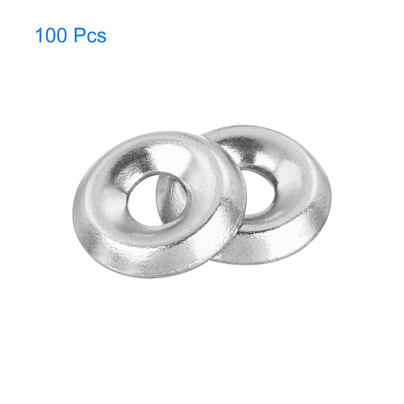 uxcell #4 304 Stainless Steel Cup Washer Countersunk for Screw Bolt 100pcs