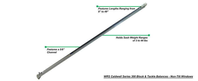 WRS Series 300 Block and Tackle Balance – 38" Stamp 37-4 (24-32 lbs) | 5/8" Channel, Non-Tilt/Side-Load Window, Pre-Assembled w/ Guides, Galvanized Steel, Sold Individually, Res. & Commercial, DIY 37-4 (24-32 lbs)
