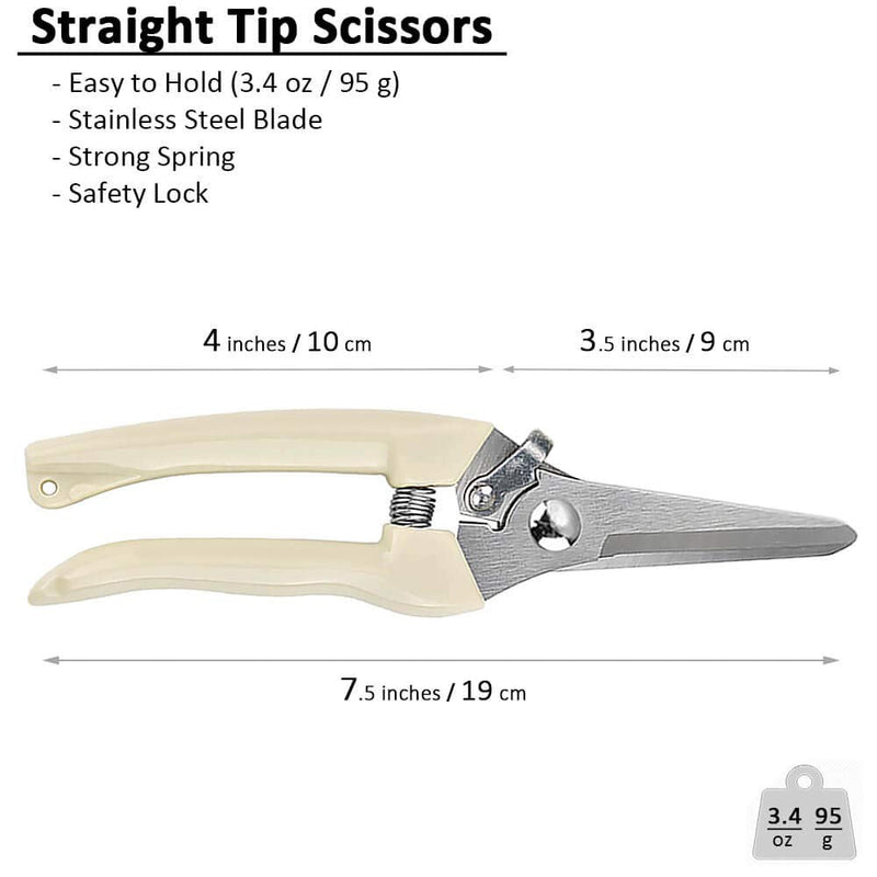 BUGUI Garden Shears Set of 2, Includes 1 Bypass Pruning Shears and 1 Straight Blade Garden Scissors, Sharp, Lightweight C012