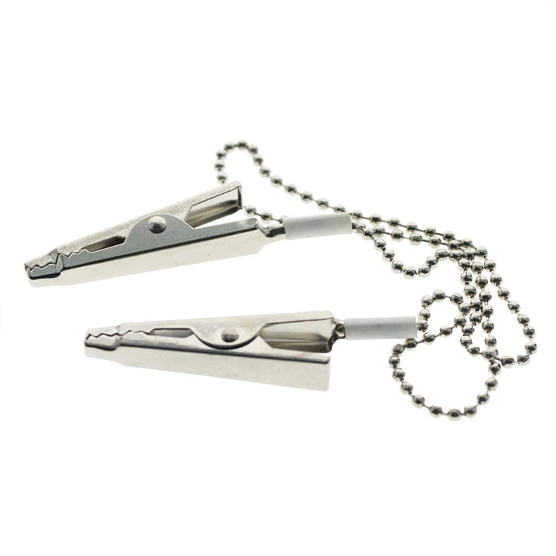 3PCS 12Inch Metal Beads Napkin Clip Chain Bib Holder Baby Elderly Adult Bib Clip Neck Strap Dental Ball Chain Clips Double-end Alligator Clip Clamp Neck Lanyard Strap