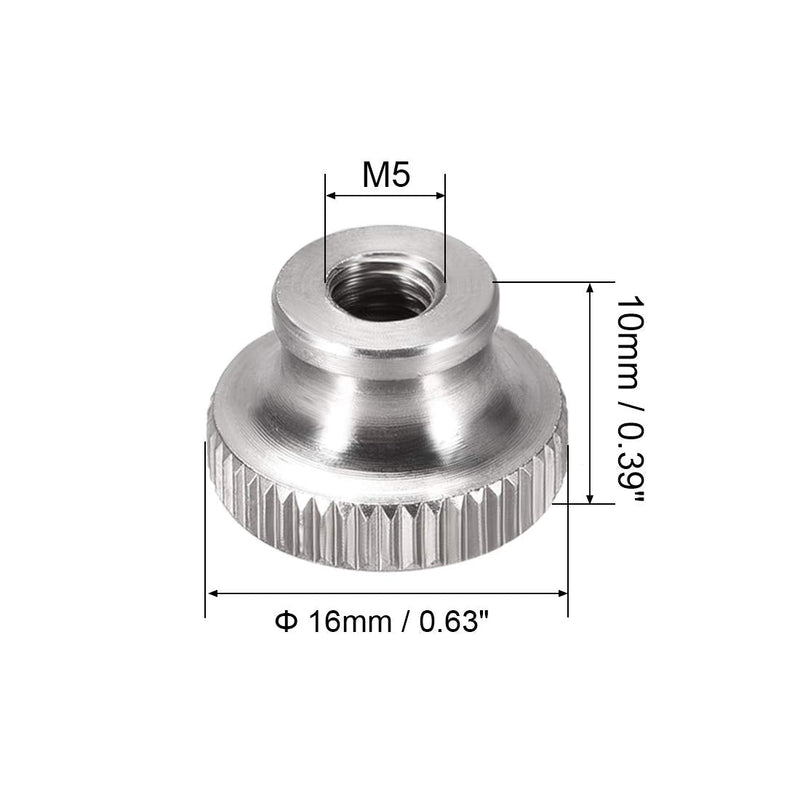 uxcell Knurled Thumb Nuts, 4Pcs M5x0.8mm 304 Stainless Steel Round Knobs Fasteners for 3D Printer Parts, Silver Tone