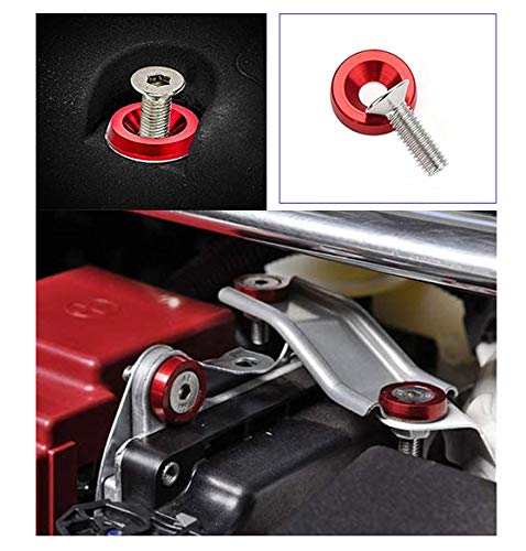 20 Pcs Aluminum Bumper Washer Bumper Washer Stainless Steel Bolt Carbon Steel Rivet Nuts Engine Dress Up Kit (Gold) Gold