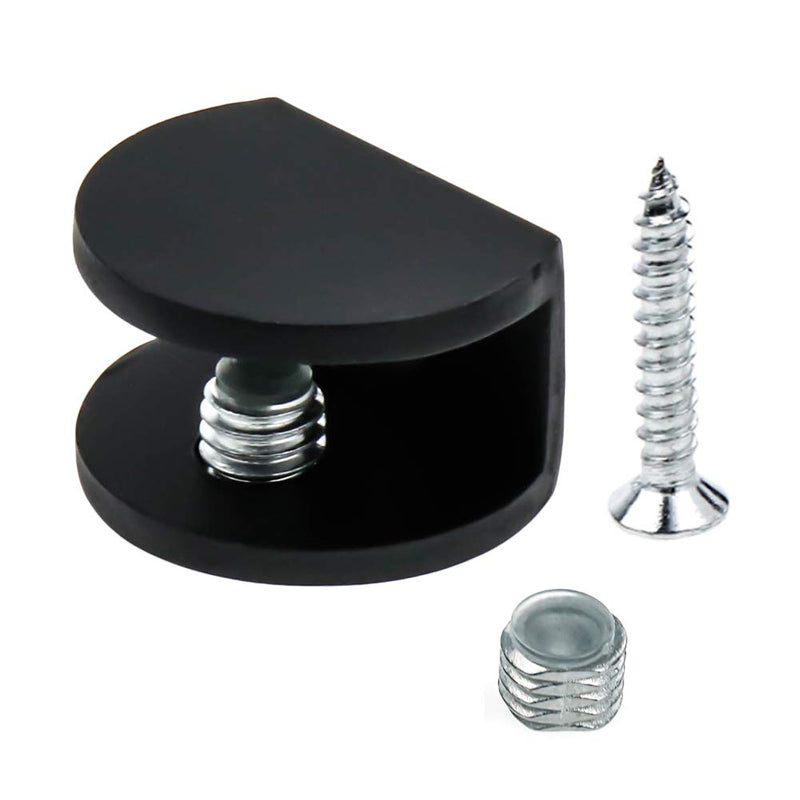 LC LICTOP Adjustable Aluminum Alloy Glass Clamp Clip Holder Black Half Round for 0.2"-0.31" Glass 16pcs Half Round - for 0.2" to 0.31" Glass Aluminum Alloy -Matte Black -16pcs