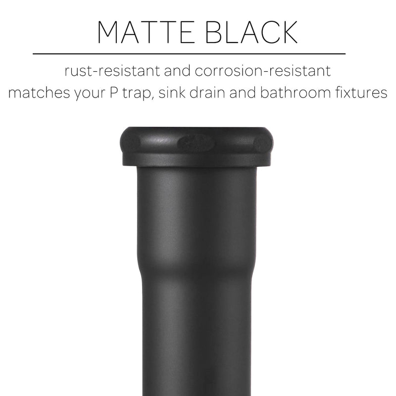 18 Gauge Brass Slip Joint Extension Tube 1-1/4” OD x 8” with Nut and Rubber Washer, P Trap Extension Tube, Sink Drain Tailpiece Tube Extension Heavy Duty, Matte Black