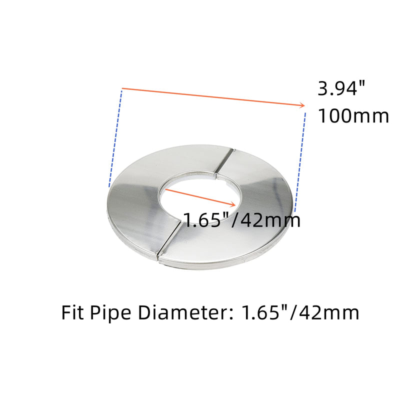 Wall Split Flange, Stainless Steel Round Escutcheon Plate for 1.65"/42mm Diameter Pipe, Pack of 2