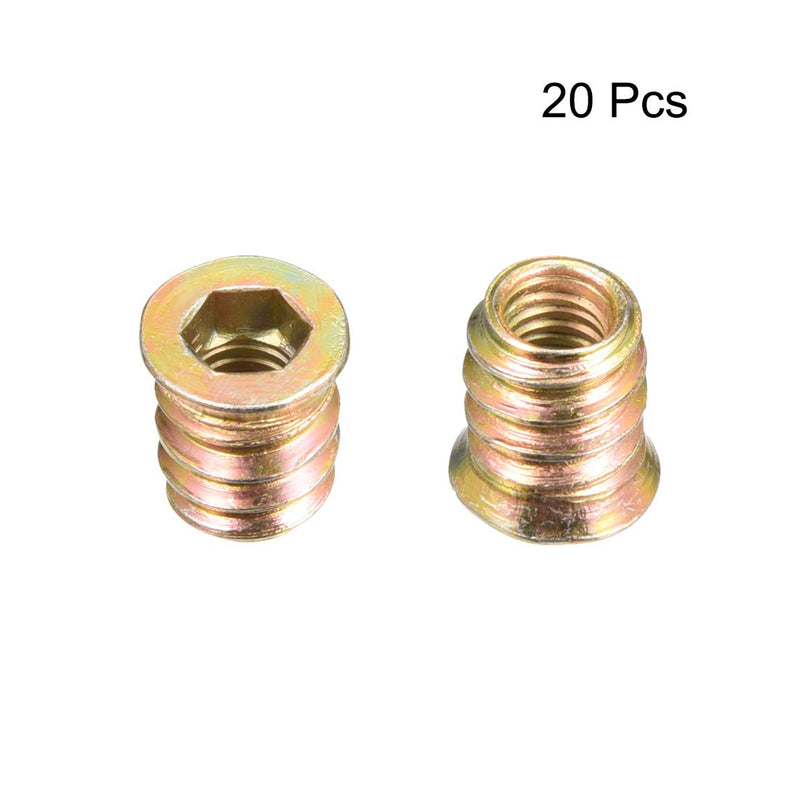 uxcell Wood Furniture M6x13mm Threaded Insert Nuts Interface Hex Socket Drive 20pcs