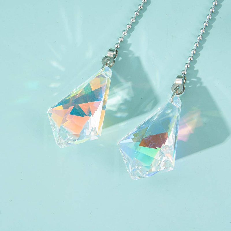 2 PCS Crystal AB Coating Ceiling Fan Pull Chain Extender Prisms Drop Gifts Ab Coating #3