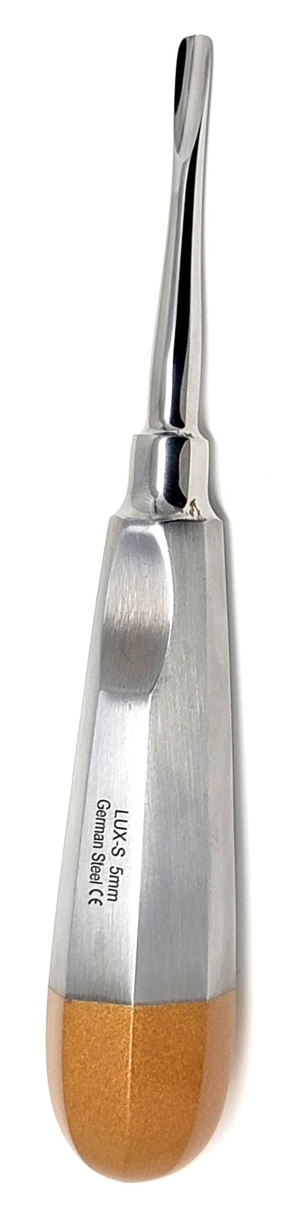 Dental Luxating Elevator Straight 5mm, Gold Handle, Stainless Steel 5mm Straight