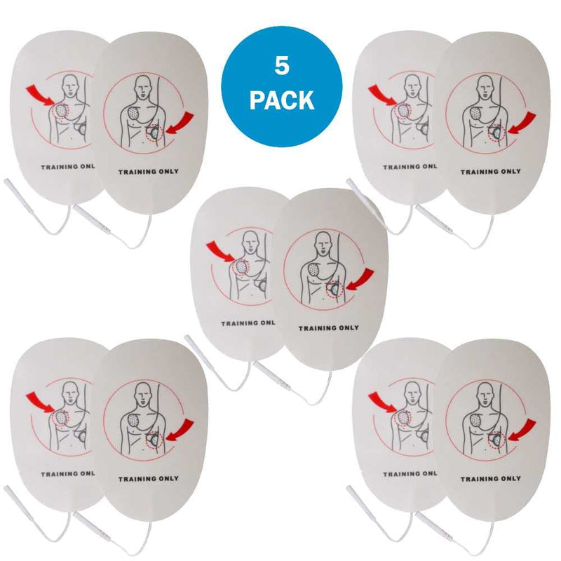 WNL Products AED Trainer Pads - 5 Pack Replacement Practi-Trainer Electrode Pads XFTAP Compatible with WL120ES10 and WL220ES0 Practi-Trainers (Adult Pads) Adult