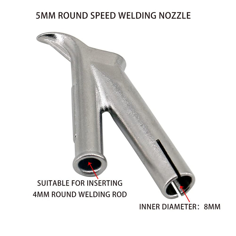 6pcs Triangular Round Speed Welding Nozzle Tacking Nozzle Push Fit 5mm Standard Welder Tip for PVC Hot Air Gun Plastic Heat Gun Welding Machine