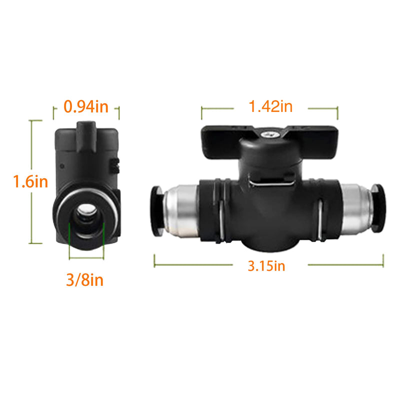 3/8 Push Connect Valve,CEKER 3/8 inch OD Quick Connect Tube Fittings Pneumatic Valve Push Fittings Union Straight Air Flow Control Valve 3Pack 3/8" OD