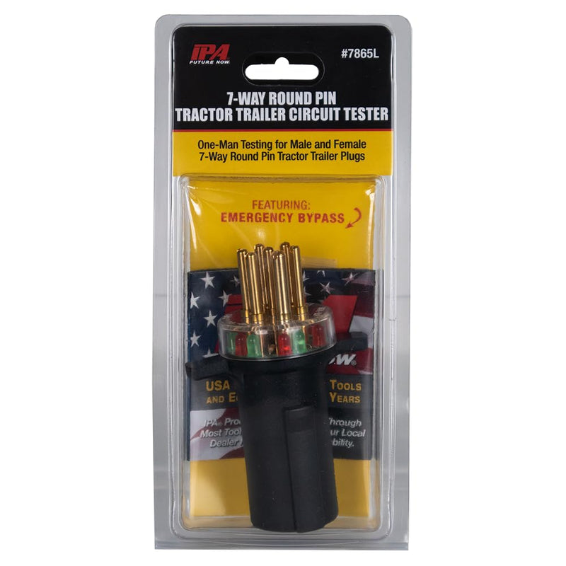 Innovative Products of America (7865L) 7-Way Round Pin Tractor Trailer Circuit Chaser™ for Testing Turn Signals, Hazard Lights, Brake Lights and More Circuit Tester