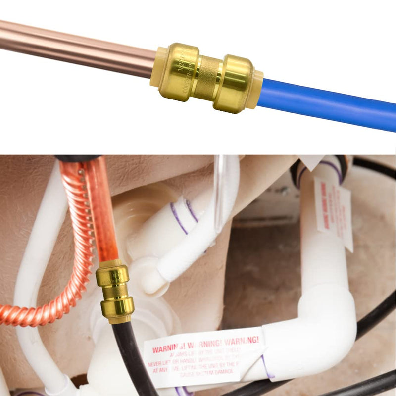 2/6/12 Pack Push-to-Connect Plumbing Fittings, Pushfit Straight/Elbow/Tee Fittings with Disconnect Clip for Copper, PEX, CPVC Pipe (1/2" Straight, 12) 12pcs 1/2" Straight