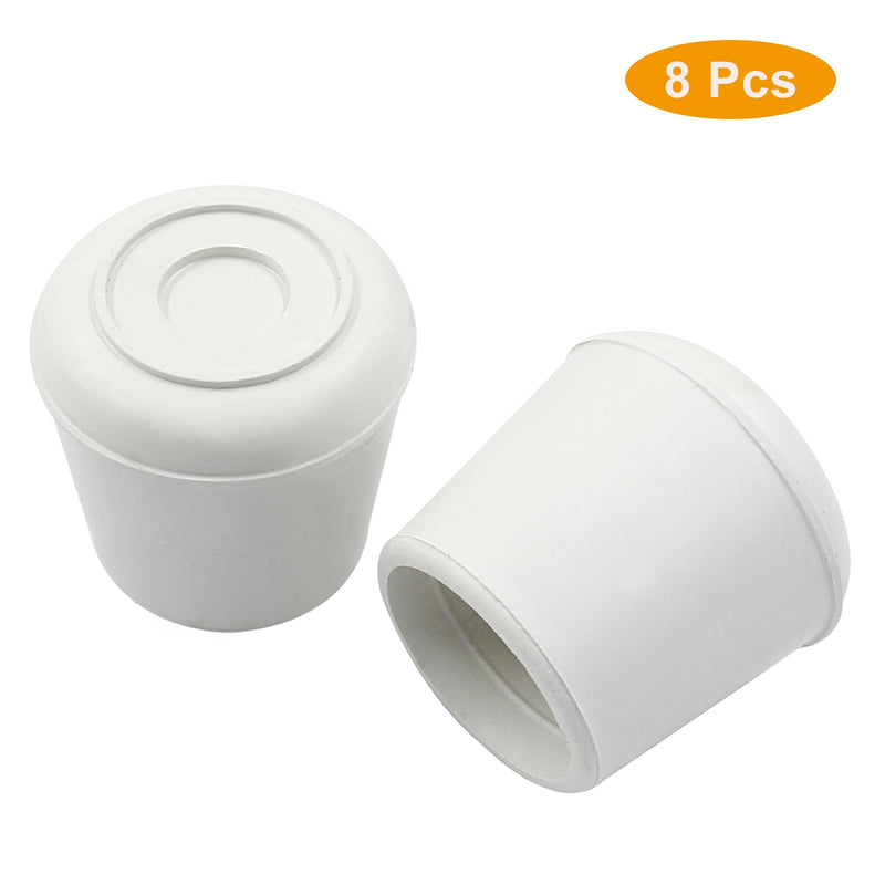 BokWin 8 Pcs Chair Leg Caps 1-1/4 Inch Rubber End Caps Non-Slip Chair Leg Tips Caps Round Furniture Leg Floor Protectors for Chair Desk Table(White) 1-1/4"-White