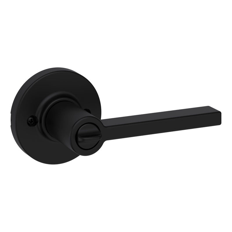 Kwikset Casey Interior Privacy Round Door Handle with Lock, Door Lever for Bathroom and Bedroom, Satin Nickel Reversible Keyless Turn Lock, with Microban Protection 1 Pack