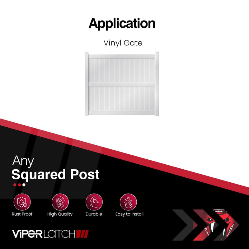 Safetech Hardware ViperX5-5 Two-Sided Gate Latch | Wrap Around Design - No Post Drilling | Padlock Lockable | Left & Right Reversible | Double Gate Access w/Push Button | 5” Vinyl/PVC Gate - Black 5" Post