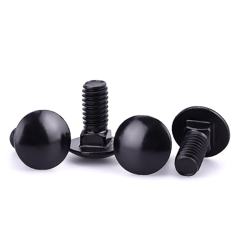 1/4-20 x 3/4" Black Steel Carriage Bolts, 304 Stainless Steel 18-8, Round Domed Head Square Neck Carriage Bolts Screws, Coarse Thread UNC, 25 PCS 1/4-20 x 3/4"