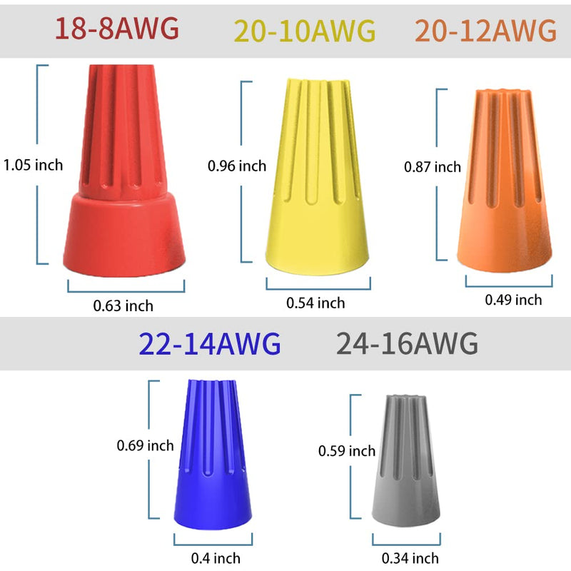 1000 Pcs Electrical Wire Connectors Screw Terminals, Grey Wire Caps Spring Insert Twist Nuts Connection Terminal 24-16 AWG (Gray)