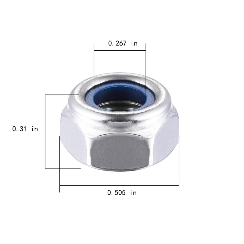 Wensilon(50pcs) M8 Self Clinching Nuts 304 Stainless Steel Self-Lock Nylon Inserted Hex Lock Nuts 50