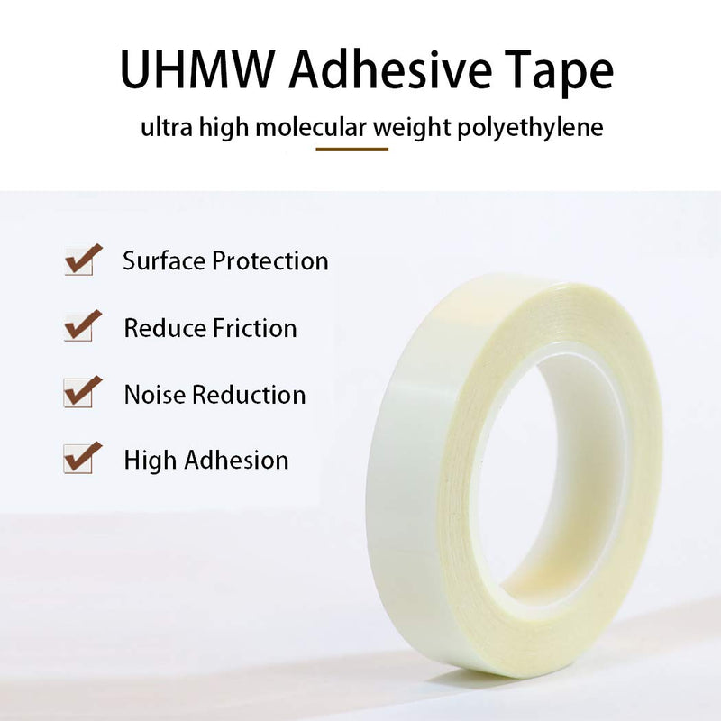 APT, UHMW (Ultra-high Molecular Weight) Polyethylene Tape, Resists Abrasion, Impact, for Surface Protection and Friction and Noise Reduction for Lining Sliding Surfaces. (0.75" x 5Yds, 10 Mil UHMW) 0.75" x 5Yds