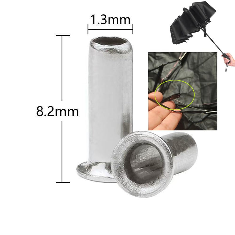 18 Pack Portable Umbrella Rivet Tubular Pins Replacement 1.3mm Joint Nail Connector for Travel Folding Rain Umbrellas Frame Repair Stretcher Rib Support Parts 9mm 8.2mm 7.5mm Post