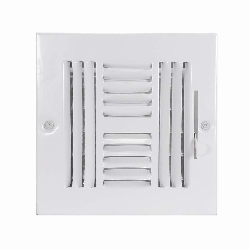 EZ-FLO 6 x 6 Inch (Duct Opening) Air Vent Cover for Wall or Ceiling, Four-Way Ventilation Register, Solid Steel HVAC Register Cover, White, 61617 6 in. x 6 in.
