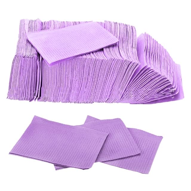 125Pack Disposable Dental Bibs, 13"x18" Dental Bibs, 3-Ply Waterproof Tattoo Bibs for Tattoo Table, Salon Tray, Dental Tray Covers, Tattoo Nail Art Tray Cover Mayo Stand Dental Bibs (Purple) Purple - NewNest Australia