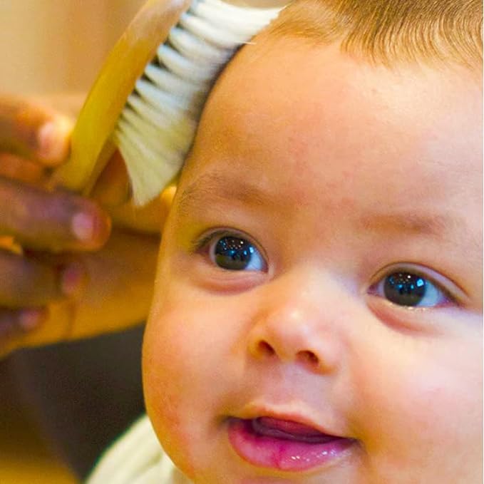 Baby Brush & Comb Hairbrush Comb Newborn Infant Smooth Goat Hair Natural Wood Natural - NewNest Australia