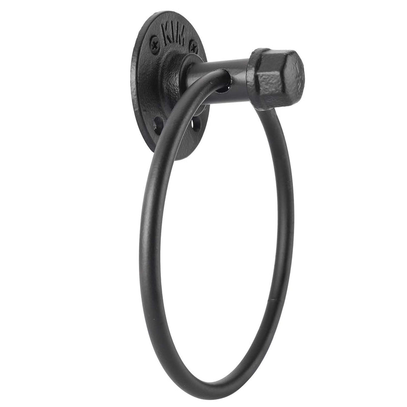 HighFree Industrial Towel Ring, Farmhouse Pipe Hand Towel Holder, Matte Black Wall Mounted Bathroom Hardware, Rustic Towel Ring for Bathroom (2)