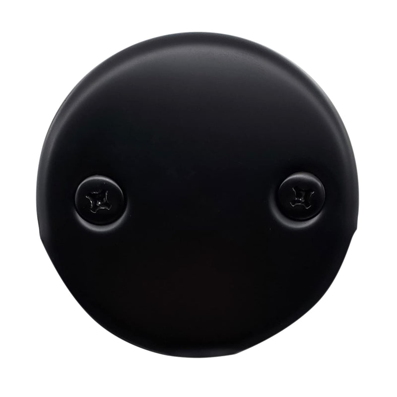 Westbrass 593144-62 14" Black Tubular Bathtub Waste & Overflow Assembly with with Tip-Toe Drain Plug and 2-Hole Faceplate, Matte Black 1-Pack