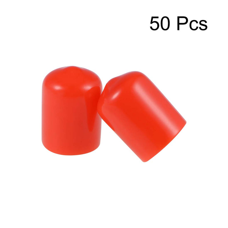 uxcell 50pcs Rubber End Caps 14mm ID Vinyl Round Tube Bolt Cap Cover Screw Thread Protectors Red