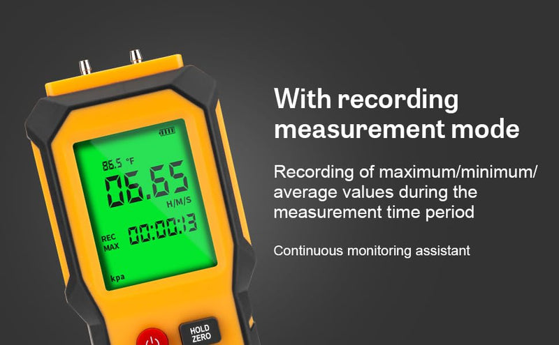 YZT Meter Manometer Air Pressure Meter, Digital Differential Pressure Gauge, HVAC Gas Pressure Meter Dual-Port Manometer Gas Pressure Tester (9v Battery Included)… 1/8 Inches Diameter Port
