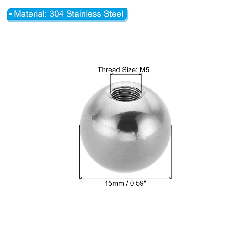 PATIKIL M5x15mm Ball Nuts Knob, 4 Pcs Female Thread 304 Stainless Steel Round Blind Hole Screw Cap Cover for Lighting Machinery DIY Decoration, Silver - NewNest Australia
