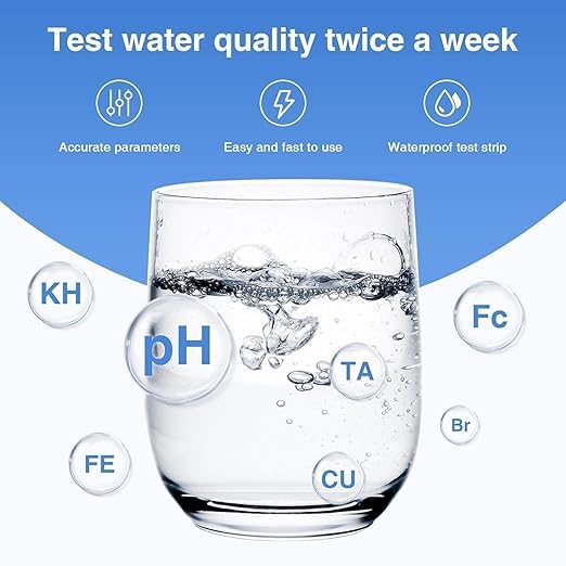 50 PCS 16-in-1 Drinking Water Test Strips, Water Testing Kits for Drinking Water, Home Water Quality Test Lead Hardness Test Kit PH Manganese Nitrate Iron Nitrite Copper Chloride Mercury and More 16 in 1 50 test strips