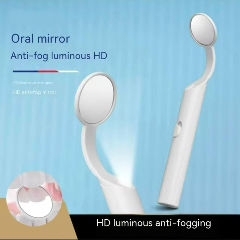Dental Mirror with Light,Teeth Inspection LED Mirror,Anti-Fog Mouth Mirror,Dentist Plaque Removal Oral Care Tool-Dental Cleaning Kit White