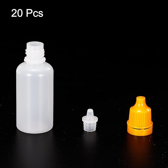 PATIKIL 20ml Liquid Dropper Bottles 20pcs PE Squeezable Drop Eye Dropper Container with PP Cap for Home Travel Yellow - NewNest Australia