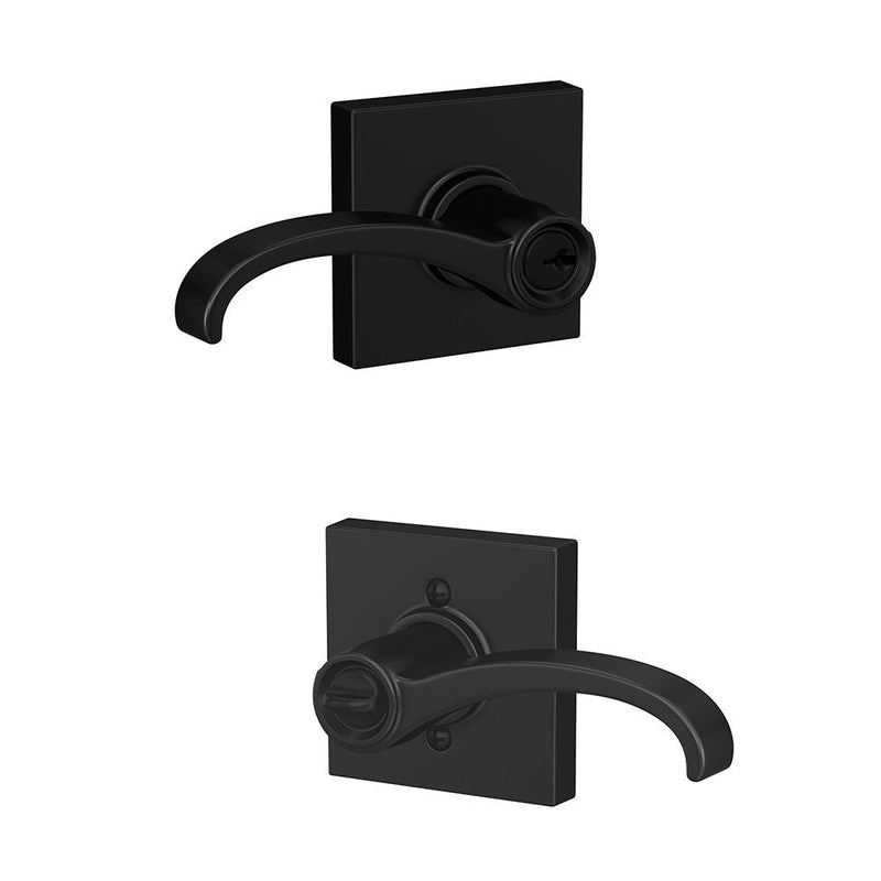 SCHLAGE F51A WIT 622 COL Whitney Lever with Collins Trim Keyed Entry Lock, Matte Black