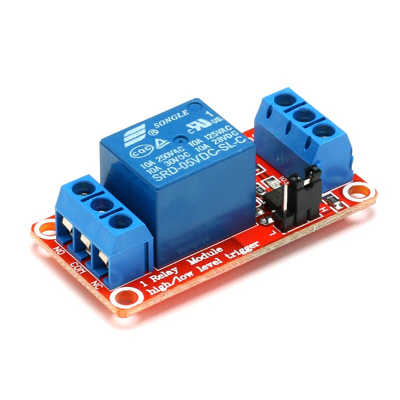 5Pcs 1 Channel 5V Relay Module with Optocoupler Isolation Supports High or Low Level Trigger 1-Way 5V Red Board Expansion Board